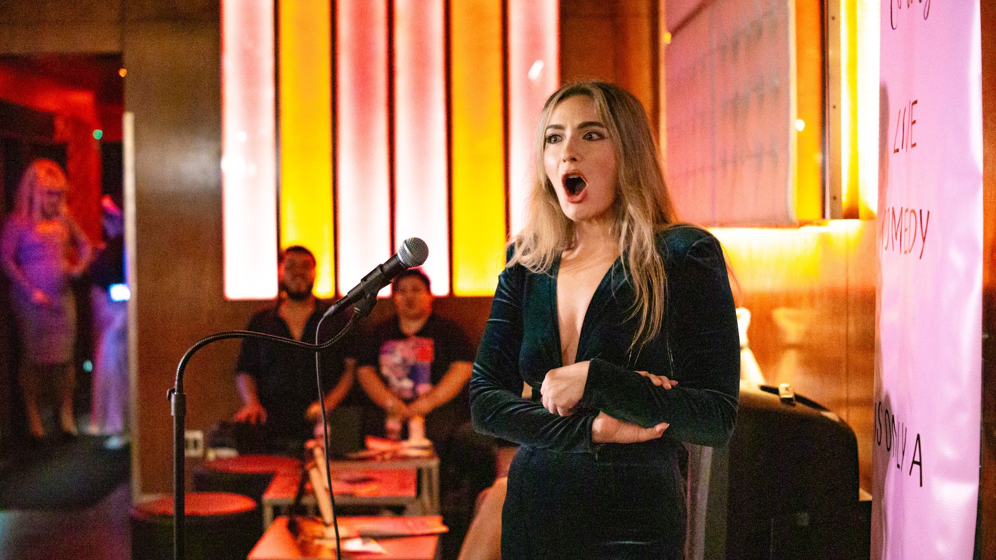 Lauren performing live comedy